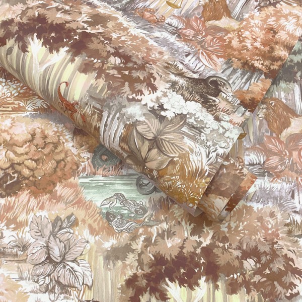 papel de parede com paisagem de floresta laranja com criaturas mitológicas papel de parede com paisagem de floresta laranja com criaturas mitológicas