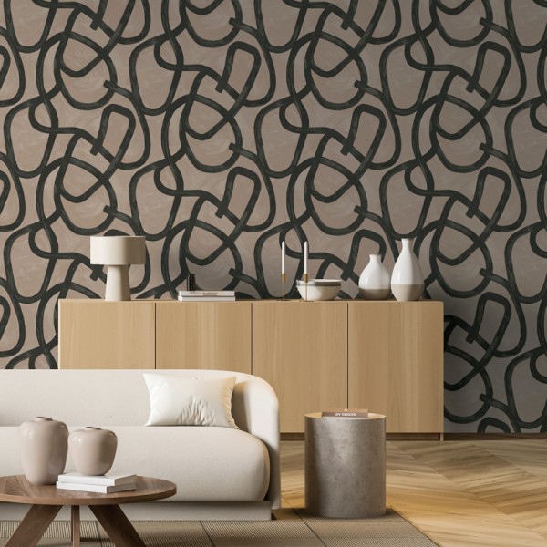 papel pintado moderno con forma de remolino con pinceladas de color negro y marrón papel pintado moderno con forma de remolino con pinceladas de color negro y marrón