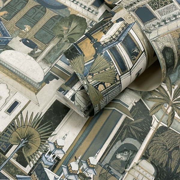 papel de parede cidade marroquina cor azul papel de parede cidade marroquina cor azul