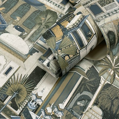 papel de parede cidade marroquina cor azul papel de parede cidade marroquina cor azul