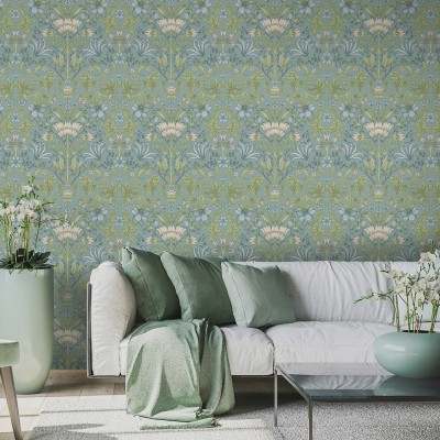 papel pintado con flores clásicas ornamentales