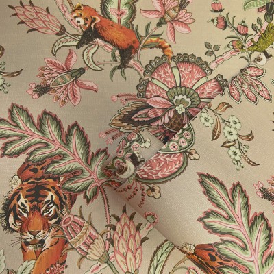 papel pintado animales con flores estilo paisley color beige