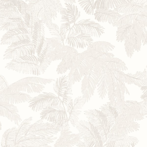 papel pintado hojas clásicas color blanco perla