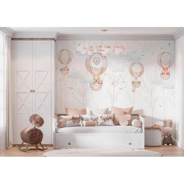 Mural Infantil Volando pela Floresta ANIM589 Mural Infantil Volando pela Floresta ANIM589