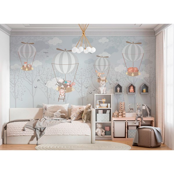 Mural Infantil Viaje en Globo ANIM597 Mural Infantil Viaje en Globo ANIM597
