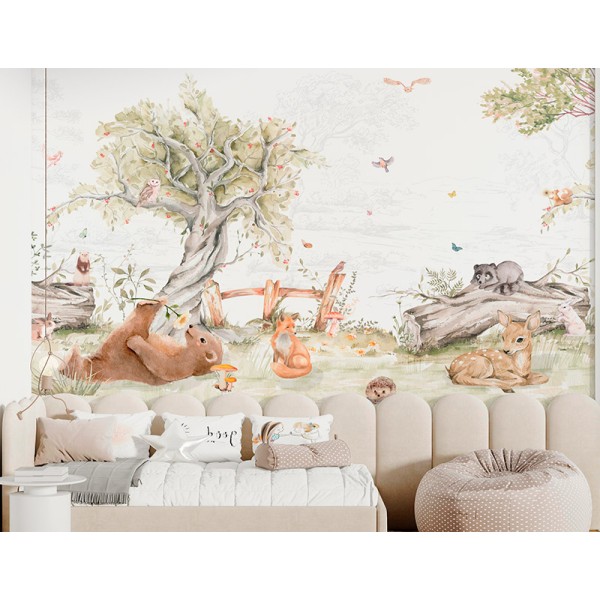 Mural Infantil Parque de Animais ANIM600 Mural Infantil Parque de Animais ANIM600