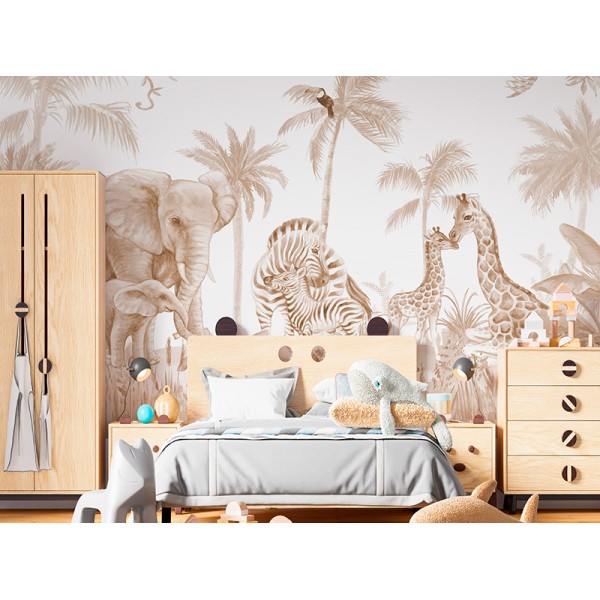 Mural Infantil Jungla Sèpia ANIM601 Mural Infantil Jungla Sèpia ANIM601