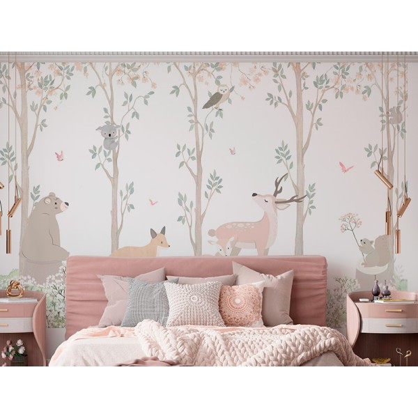 Mural Infantil Vida Selvagem ANIM602 Mural Infantil Vida Selvagem ANIM602