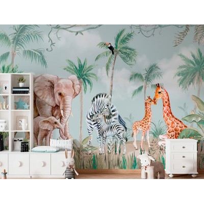 Mural Infantil Selva no Anoitecer ANIM608 2