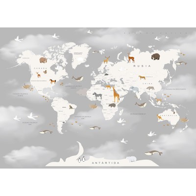 Mural Infantil Mapa Animalitos ANIM616