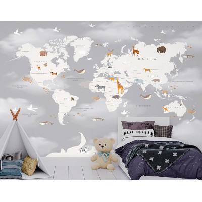 Mural Infantil Mapa Animaizinhos ANIM616 2