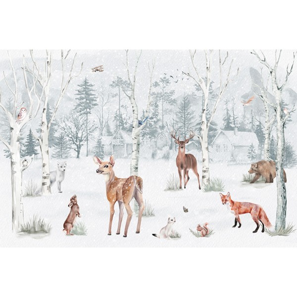 Mural Infantil Floresta no Inverno ANIM625