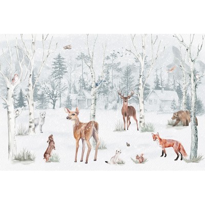 Mural Infantil Bosque en Invierno ANIM625 Mural Infantil Bosque en Invierno ANIM625