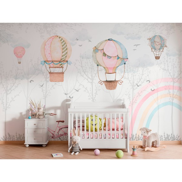 Mural Infantil Balões e Arco-íris ANIM630