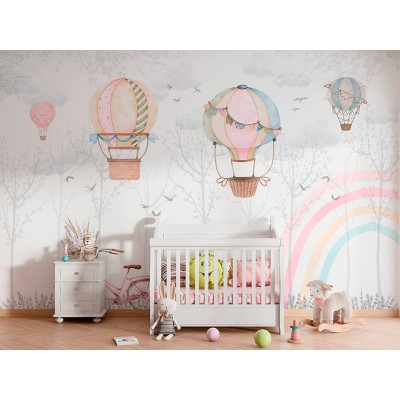 Mural Infantil Balões e Arco-íris ANIM630