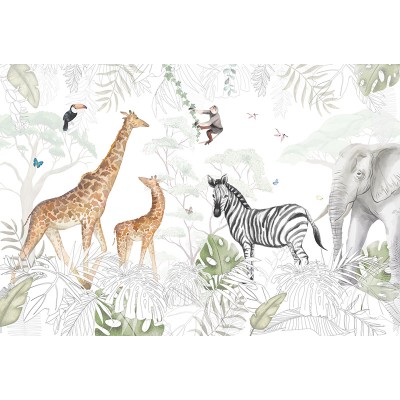 Mural Infantil Selva Mista ANIM636 Mural Infantil Selva Mista ANIM636