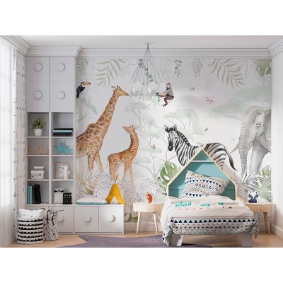 Mural Infantil Selva Mista ANIM636 Mural Infantil Selva Mista ANIM636