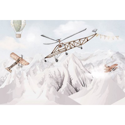 Mural Infantil Viagem de Avião ANIM645 Mural Infantil Viagem de Avião ANIM645