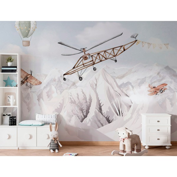 Mural Infantil Viaje en Avión ANIM645 Mural Infantil Viaje en Avión ANIM645