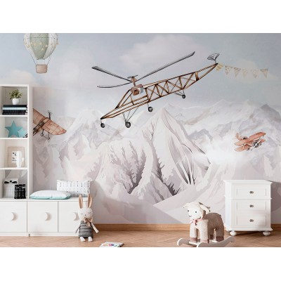 Mural Infantil Viagem de Avião ANIM645 Mural Infantil Viagem de Avião ANIM645