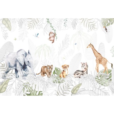 Mural Infantil Bebés de la Selva ANIM649 Mural Infantil Bebés de la Selva ANIM649