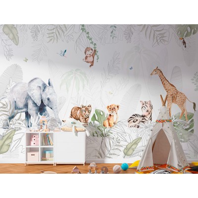 Mural Infantil Bebês da Selva ANIM649