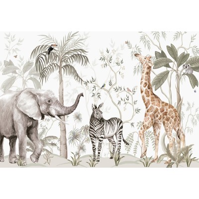 Mural Infantil Selva em...