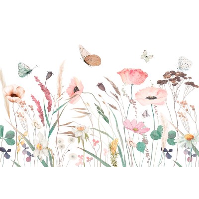 Mural Infantil Flors i Papallones ANIM653 Mural Infantil Flors i Papallones ANIM653