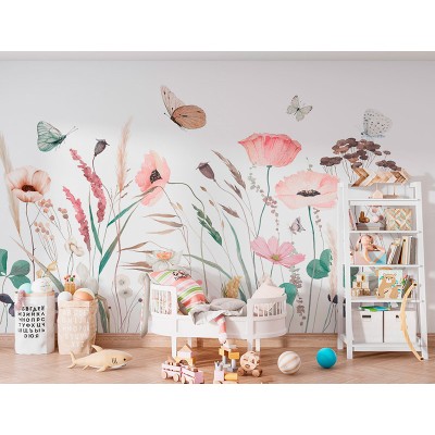 Mural Infantil Flores e Borboletas ANIM653 2