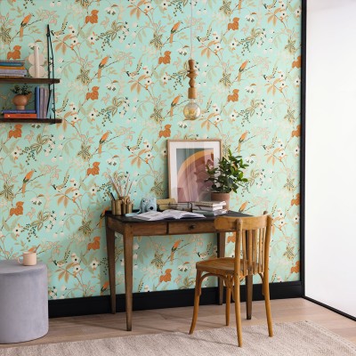 Papel pintado BOTÁNICO CON PÁJAROS 2