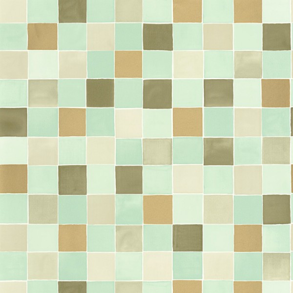 Papel de parede MOSAICO AZULEJO VERDE E COBRE