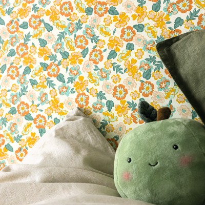 Paper pintat FLORS TARONJA I OCRE Paper pintat FLORS TARONJA I OCRE