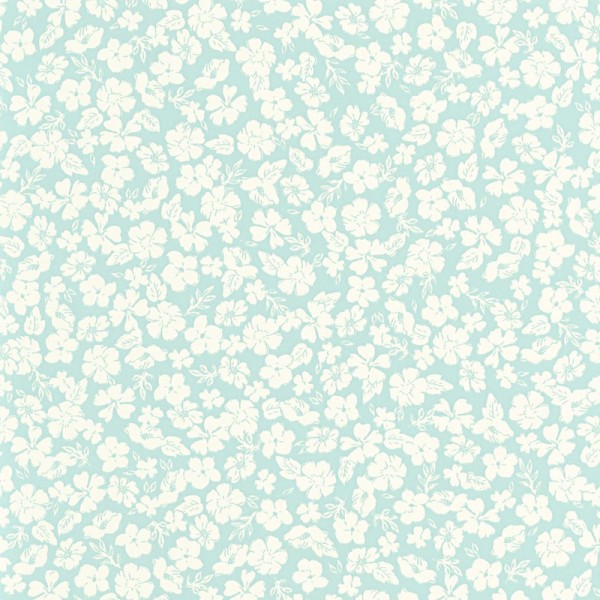 Papel pintado FLORES PEQUEÑAS BLANCAS Y AZUL CELESTE