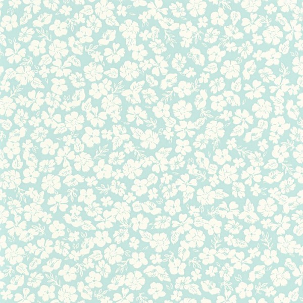 Papel pintado FLORES PEQUEÑAS BLANCAS Y AZUL CELESTE