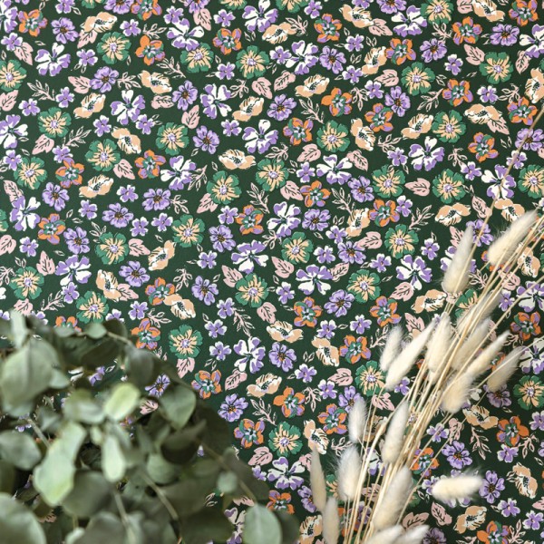 Papel de parede FLORES PEQUENAS LAVANDA E VERDES Papel de parede FLORES PEQUENAS LAVANDA E VERDES