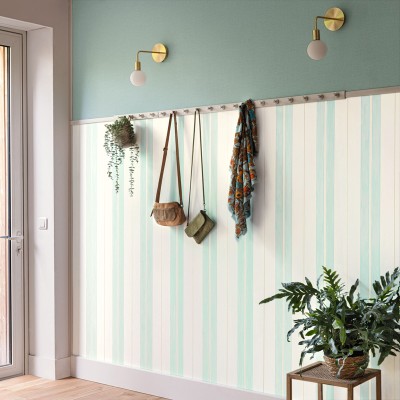 Papel pintado RAYAS ACUARELA VERDE AGUA Papel pintado RAYAS ACUARELA VERDE AGUA