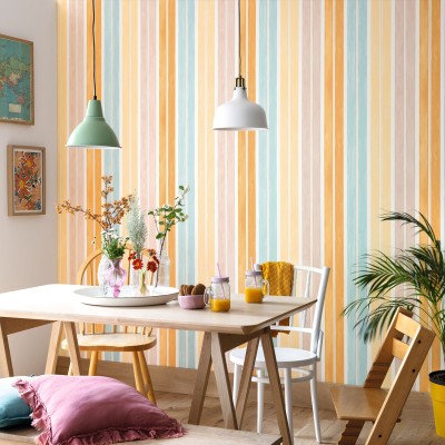 Papel pintado RAYAS MULTICOLOR ACUARELA