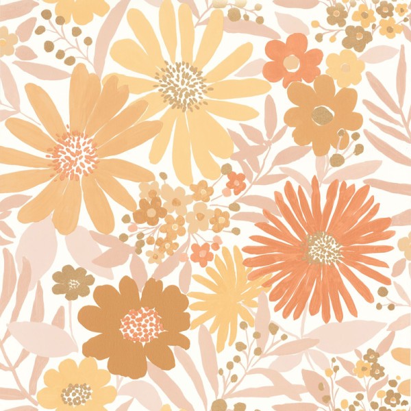 Papel pintado MARGARIDAS NARANJA Y OCRE LGG_10443_04_36