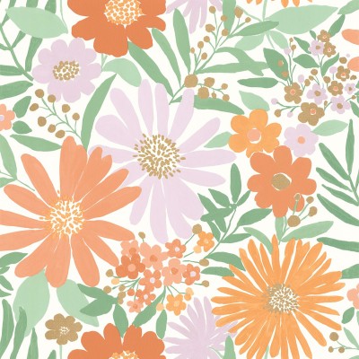 Papel de parede MARGARIDAS LAVANDA E LARANJA LGG_10443_05_47
