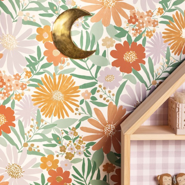 Papel pintado MARGARIDAS LAVANDA Y NARANJA LGG_10443_05_47 Papel pintado MARGARIDAS LAVANDA Y NARANJA LGG_10443_05_47