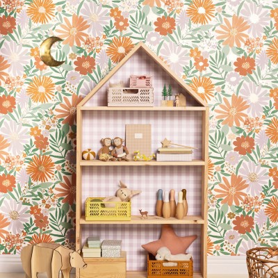 Papel de parede MARGARIDAS LAVANDA E LARANJA LGG_10443_05_47 2