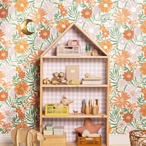 Papel de parede MARGARIDAS LAVANDA E LARANJA LGG_10443_05_47