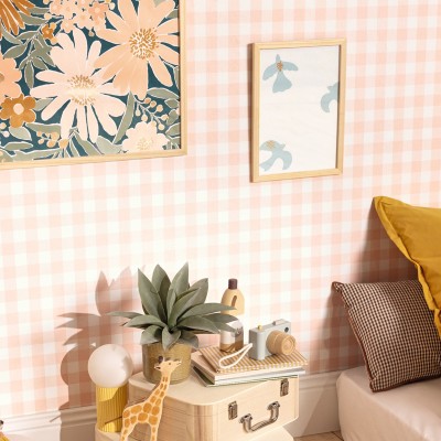 Papel pintado CUADROS ESCOCESES SALMÓN Papel pintado CUADROS ESCOCESES SALMÓN