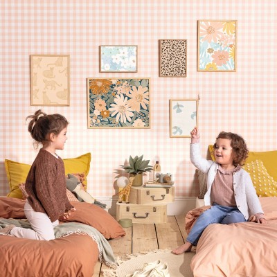 Papel pintado CUADROS ESCOCESES SALMÓN Papel pintado CUADROS ESCOCESES SALMÓN