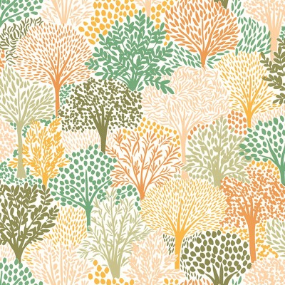 Papel pintado ÁRBOLES VERDE Y NARANJA Papel pintado ÁRBOLES VERDE Y NARANJA