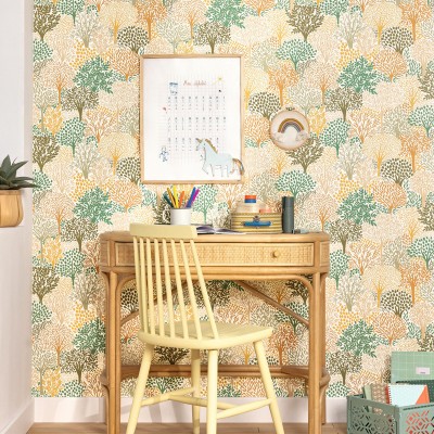 Papel pintado ÁRBOLES VERDE Y NARANJA Papel pintado ÁRBOLES VERDE Y NARANJA