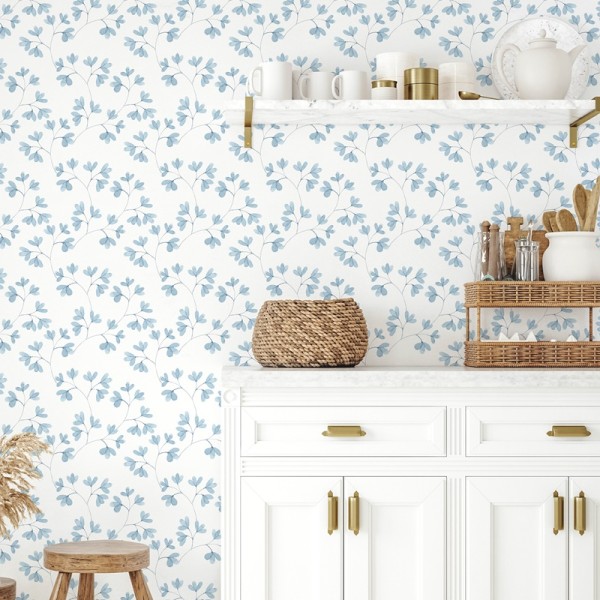 Papel de parede FOLHAS PROVENÇAIS AZUIS Papel de parede FOLHAS PROVENÇAIS AZUIS