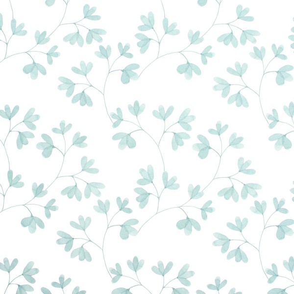 Papel de parede FOLHAS PROVENÇAIS VERDE ÁGUA