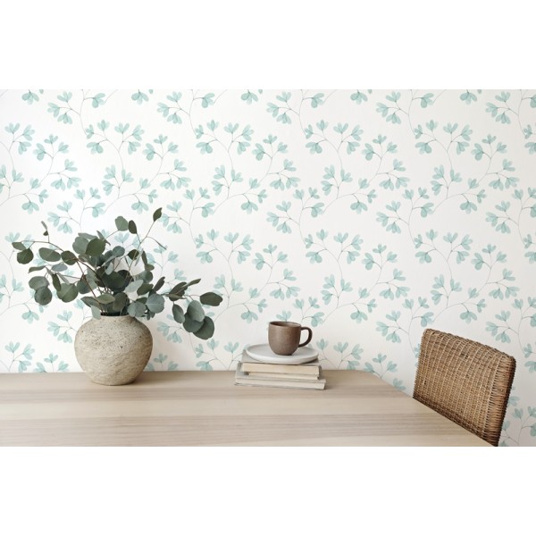 Papel pintado HOJITAS PROVENZALES VERDE AGUA Papel pintado HOJITAS PROVENZALES VERDE AGUA