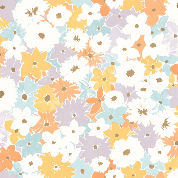 Papel de parede FLORAL LARANJA, AZUL E VIOLETA LGG_10441_62_01